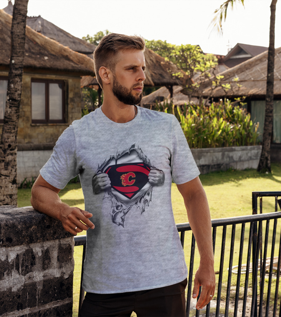 Calgary Flames Superman Logo Burst T-Shirt
