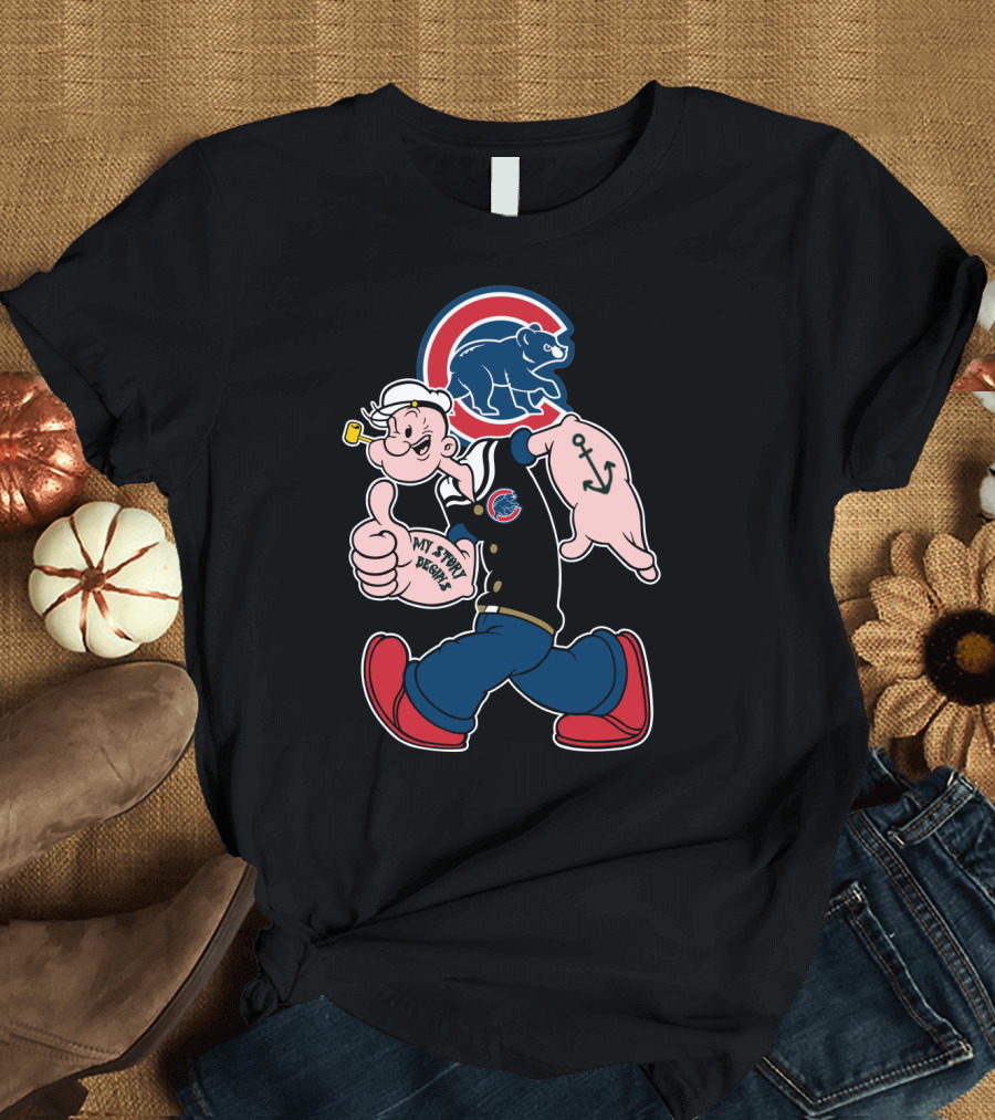 Chicago Cubs Popeye Cartoon Crossover T-Shirt