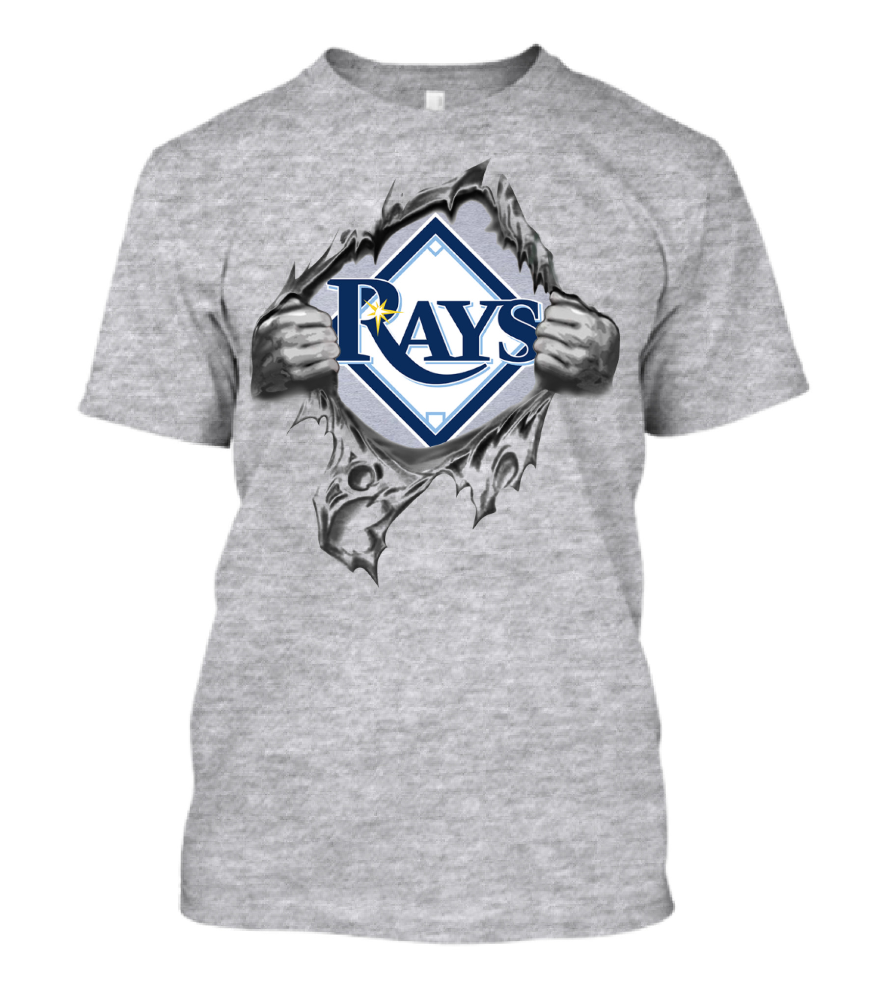 Rays Baseball Logo Torn Metal Effect T-Shirt