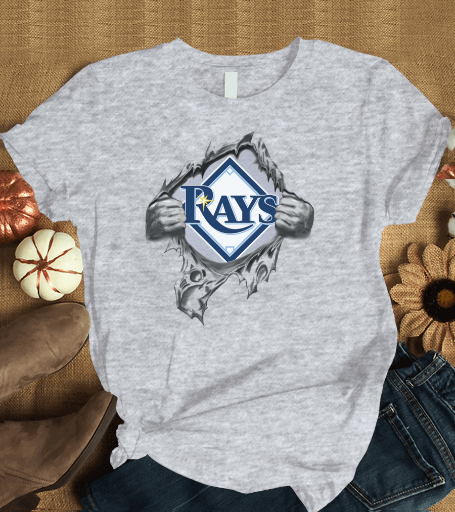 Rays Baseball Logo Torn Metal Effect T-Shirt