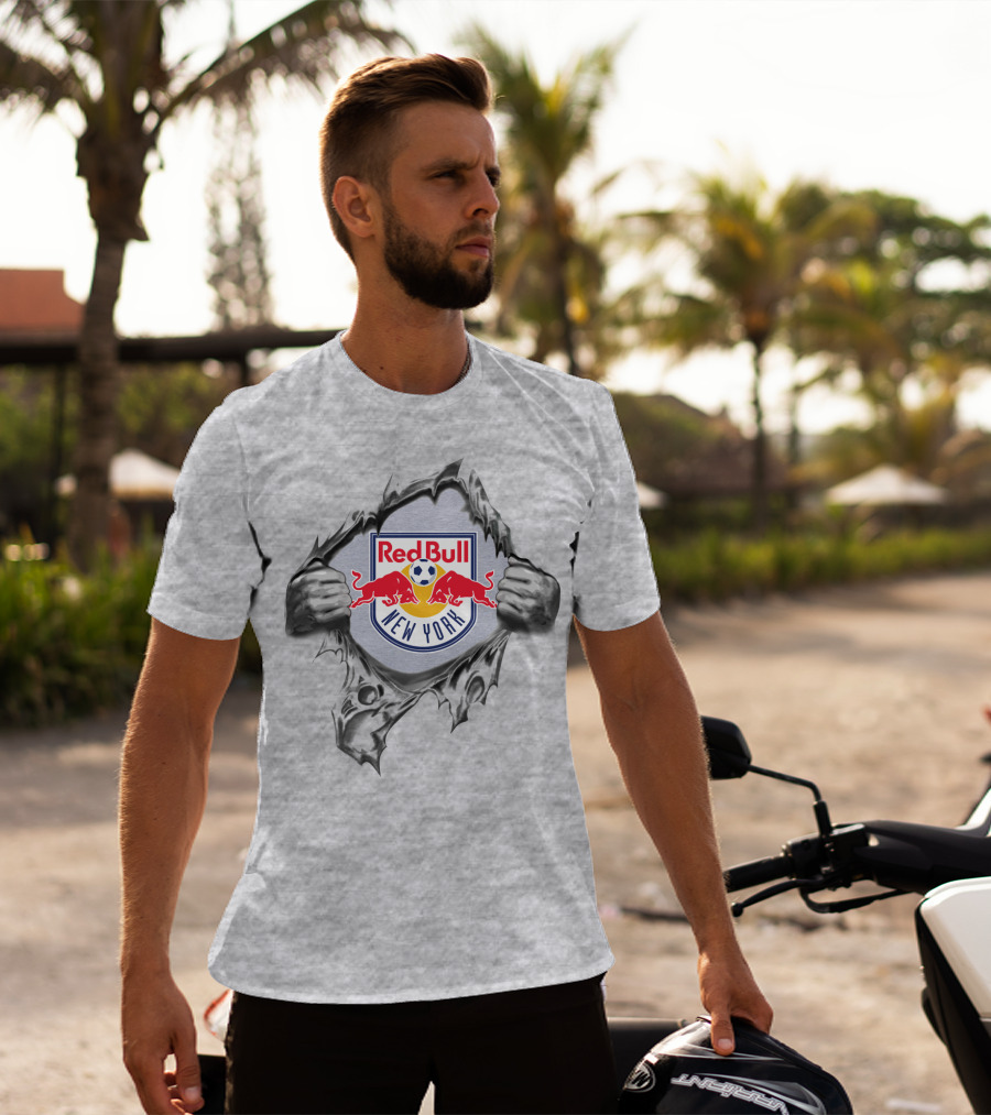 New York Red Bulls Logo With Ripped Effect T-Shirt