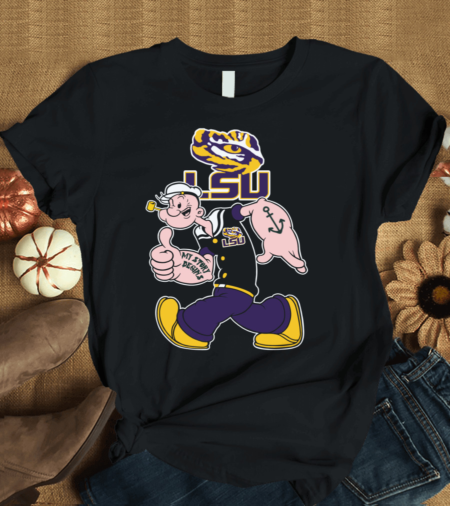 Lsu Tigers My Story Begins Popeye Character Anchors T-Shirt