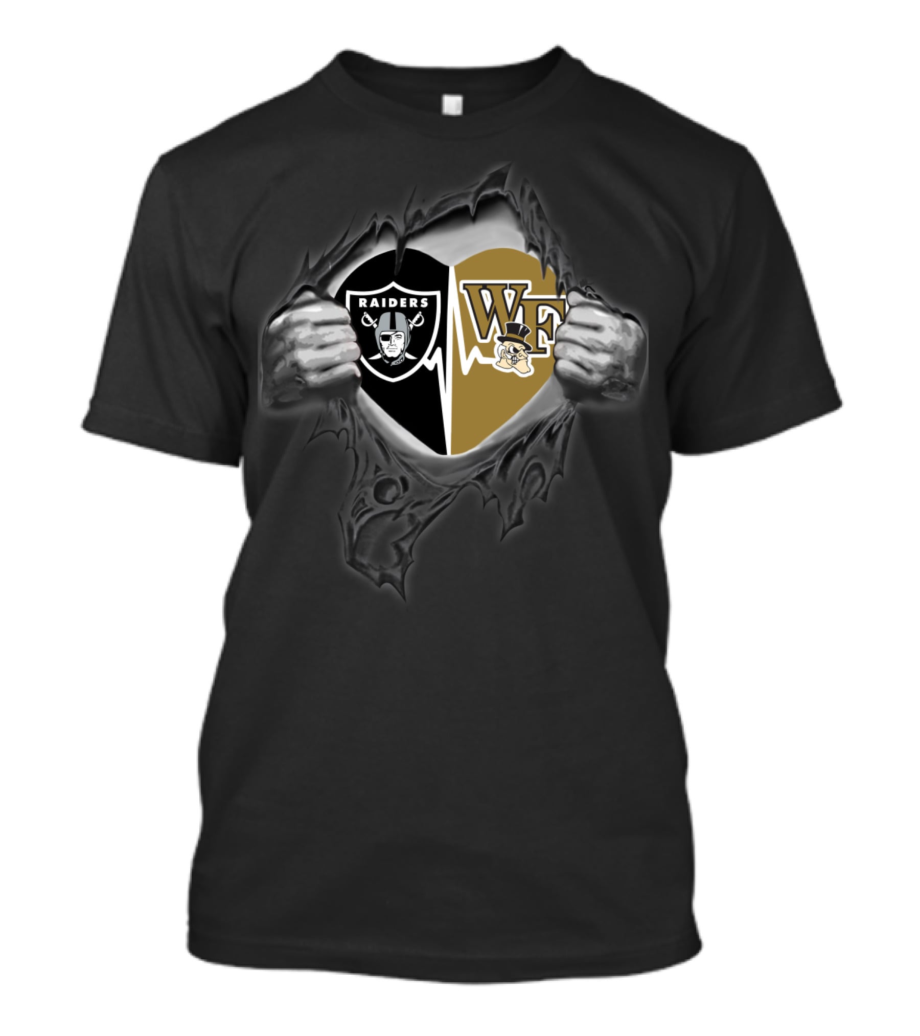 Raiders Wake Forest Demon Deacons Logo Fusion T-Shirt