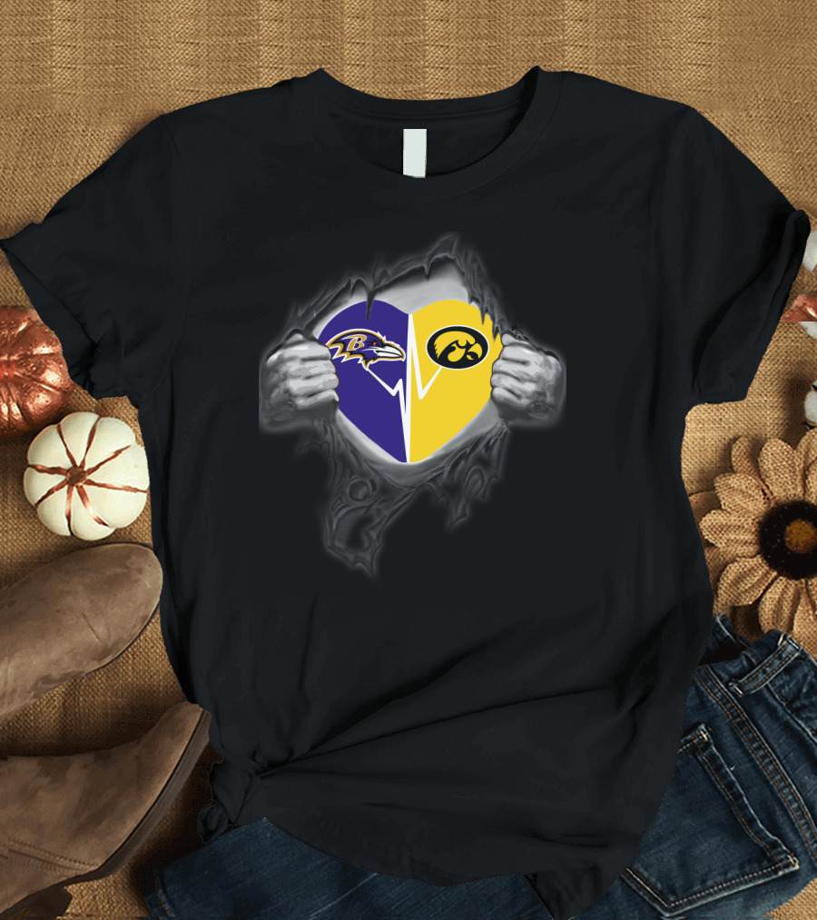 Baltimore Ravens Iowa Hawkeyes Heart T-Shirt
