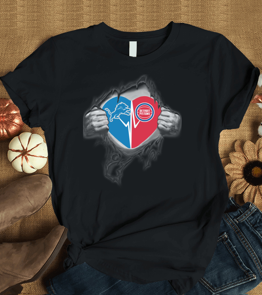 Heart Of Detroit Lions And Pistons T-Shirt