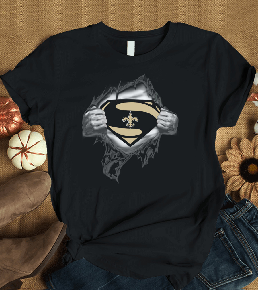 New Orleans Saints Fleur-De-Lis Superman T-Shirt