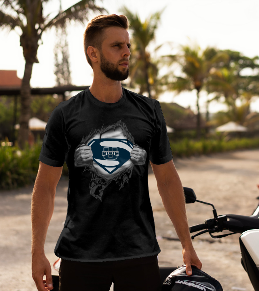 Utah State Aggies Superman Logo Torn T-Shirt