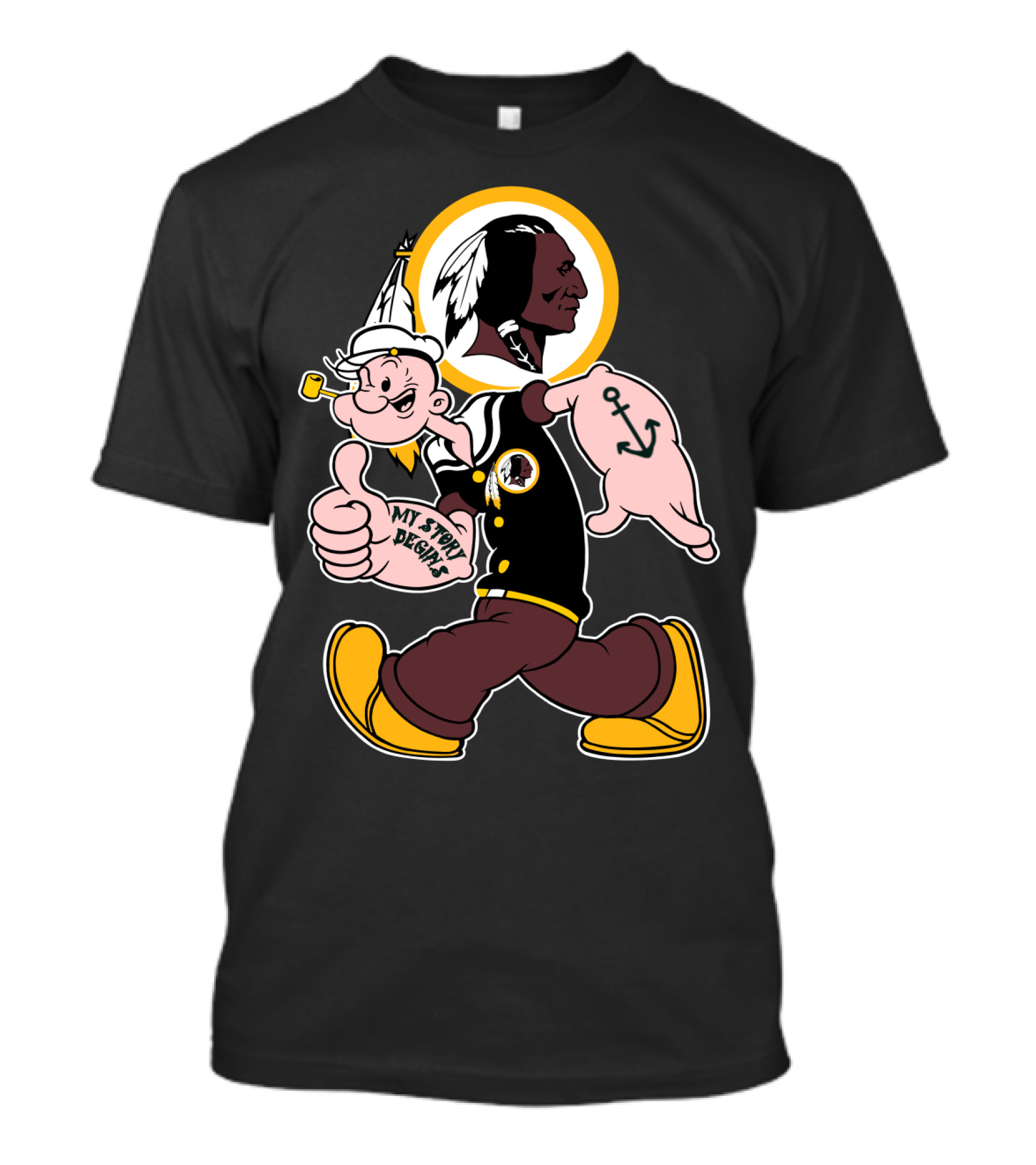 Popeye My Story Begins Washington Redskins Football T-Shirt