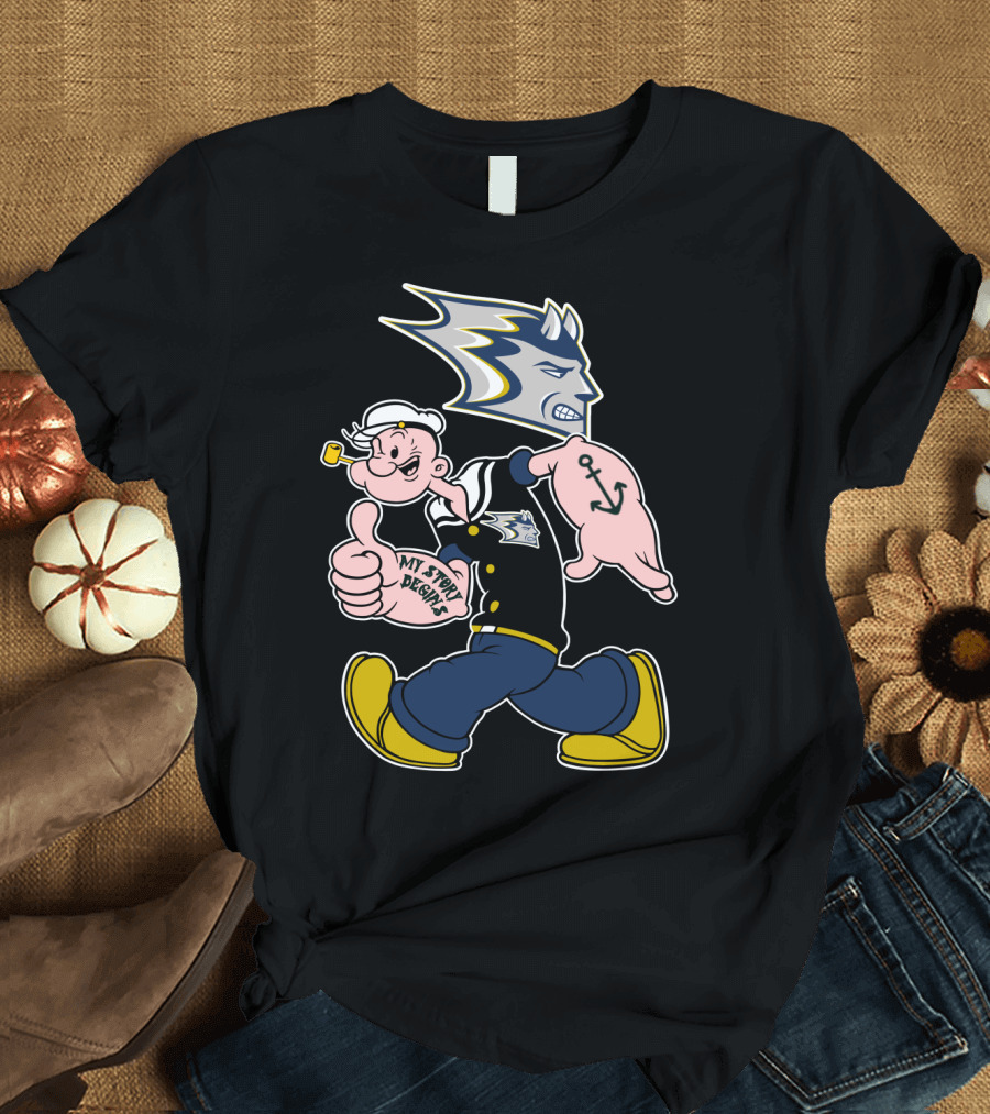 Stout Blue Devils Popeye My Story Designs Anchor T-Shirt