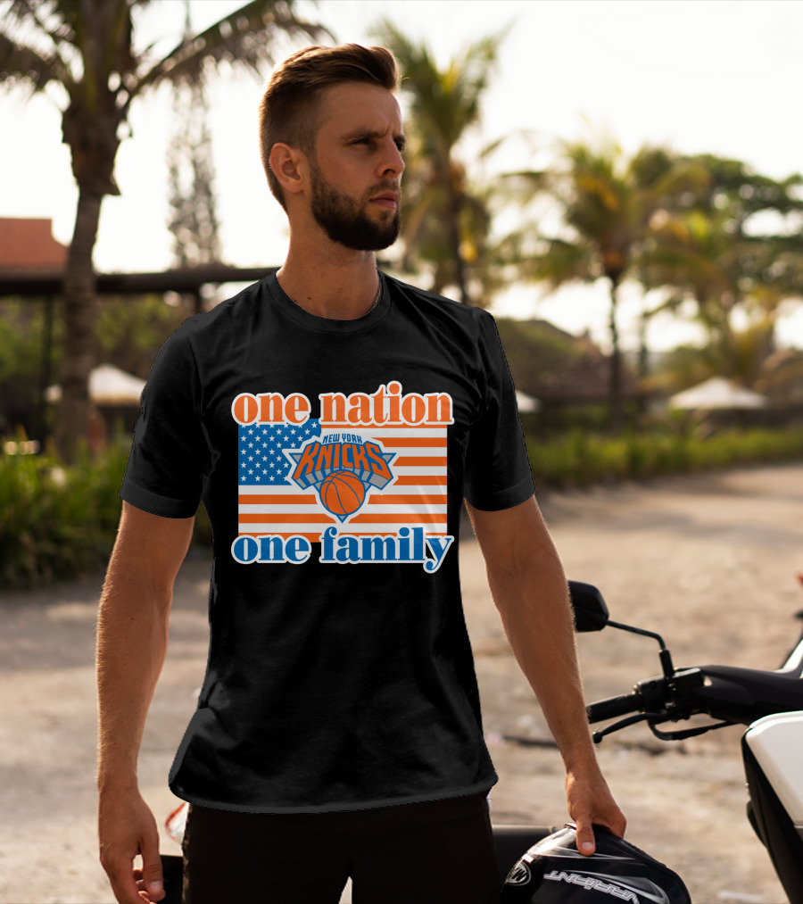 One Nation One Family New York Knicks 71 American Flag Basketball T-Shirt