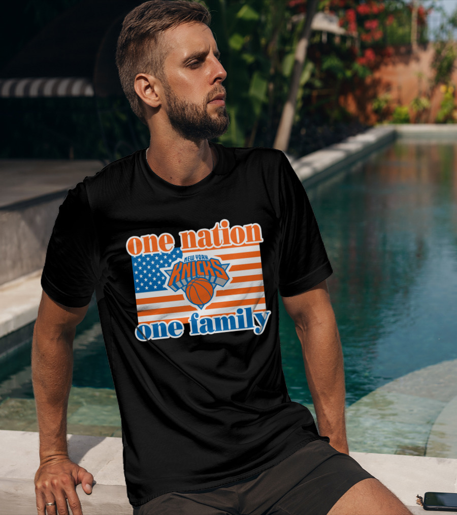 One Nation One Family New York Knicks 71 American Flag Basketball T-Shirt