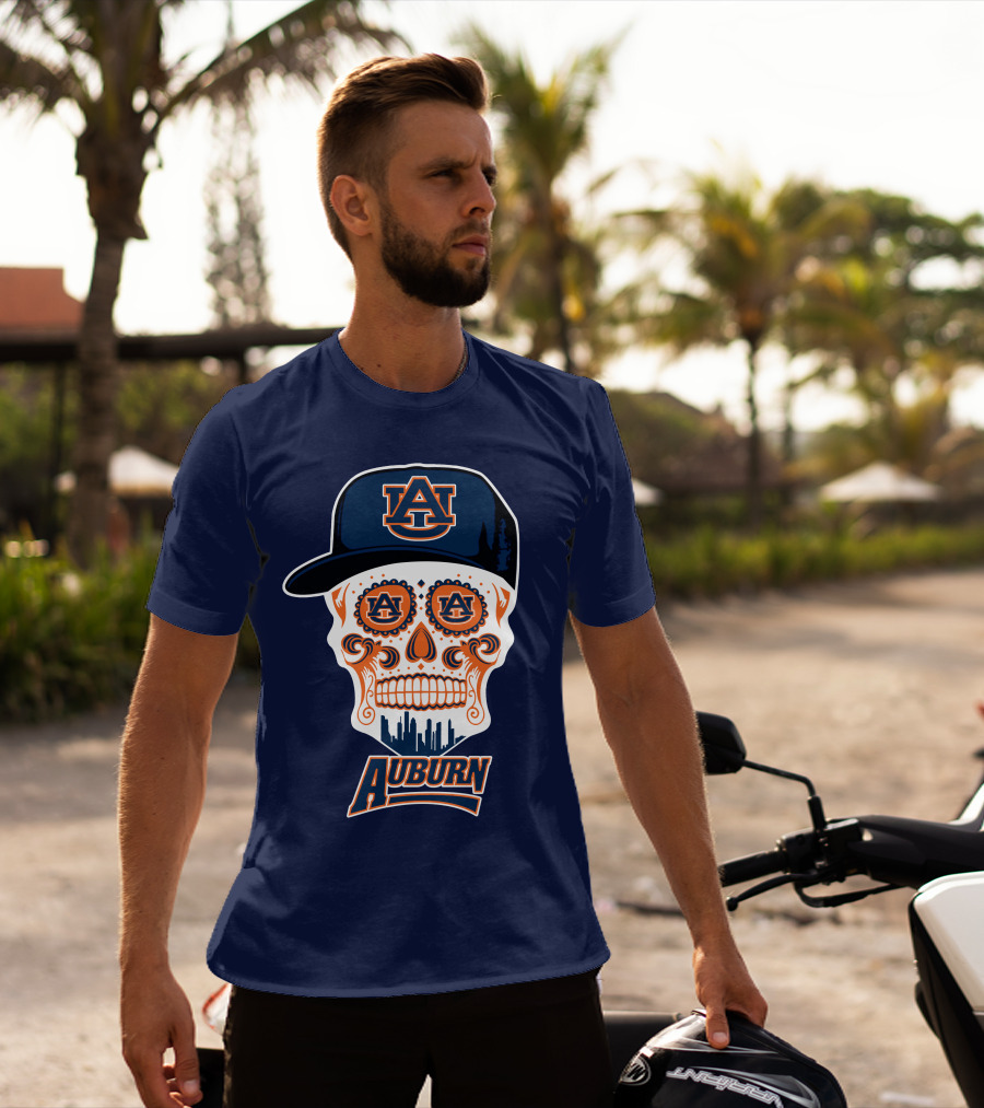Auburn Tigers Skull With Au Logo And Cap T-Shirt