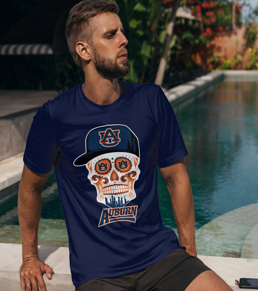 Auburn Tigers Skull With Au Logo And Cap T-Shirt