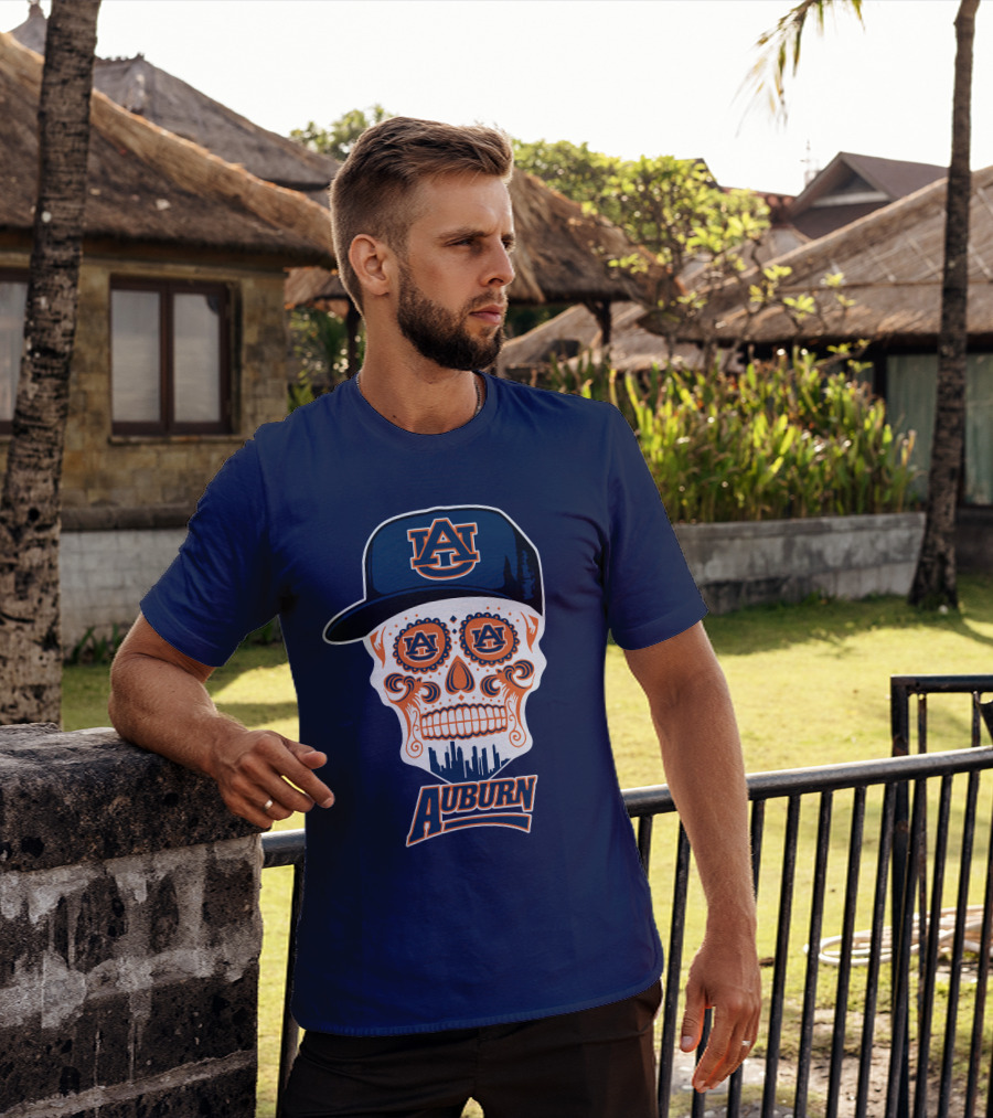 Auburn Tigers Skull With Au Logo And Cap T-Shirt