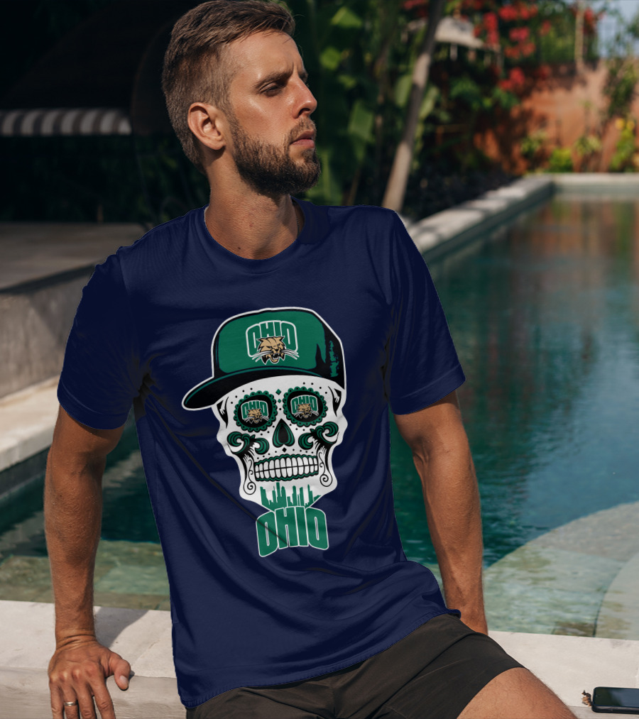 Ohio Bobcats Sugar Skull Urban Cap T-Shirt