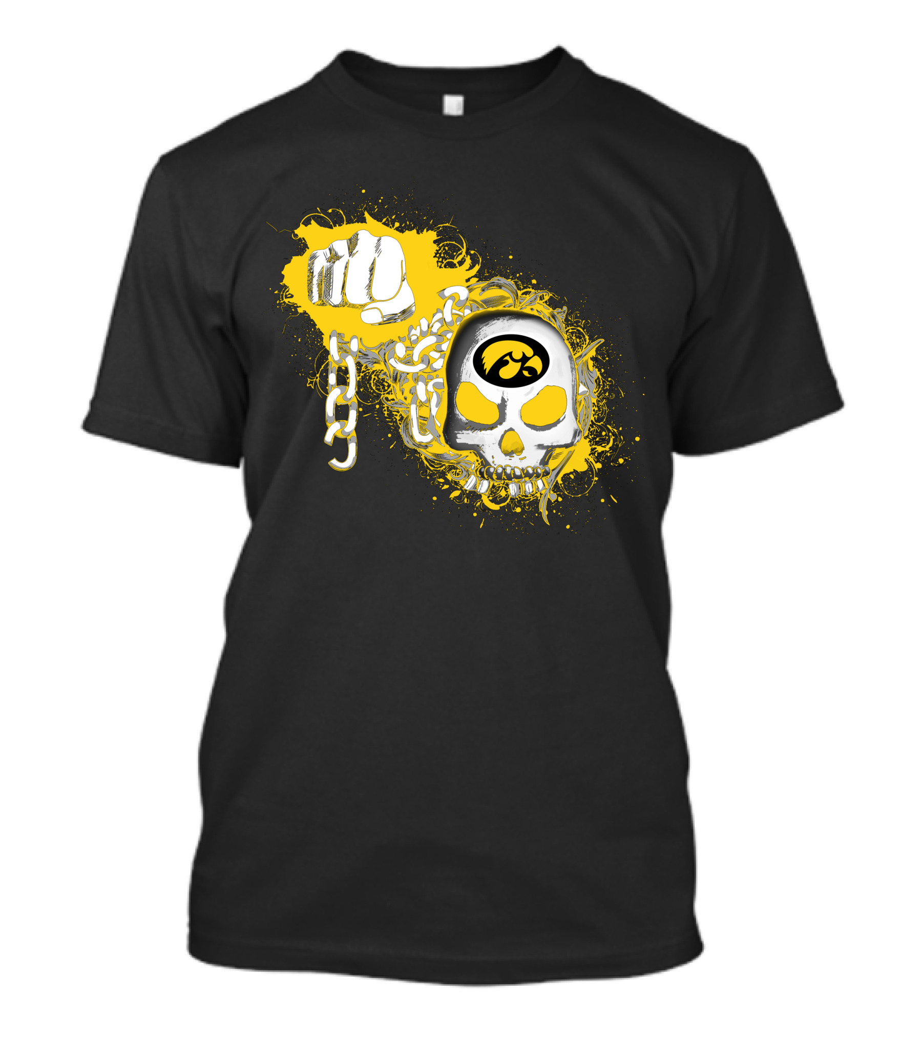 Iowa Hawkeyes Skull And Chain T-Shirt