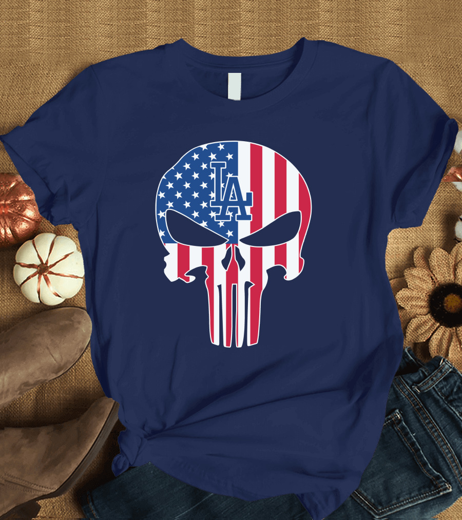 La Dodgers American Flag Skull T-Shirt