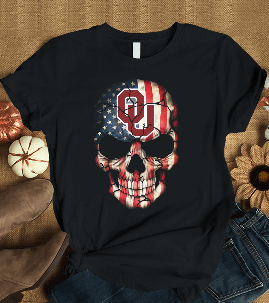 Ou Skull American Flag 49 Oklahoma Sooners T-Shirt