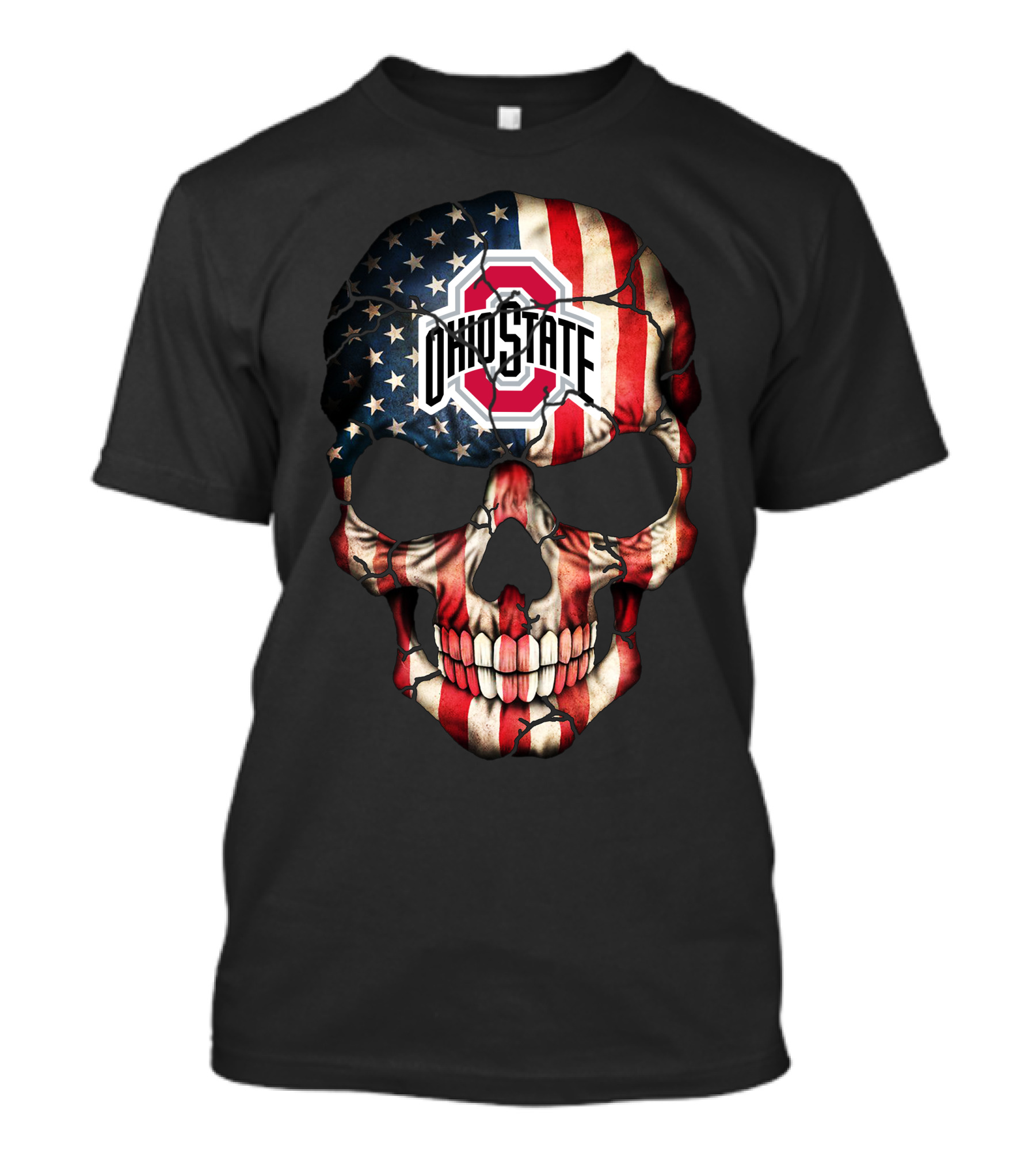 Ohio State Buckeyes Skull American Flag T-Shirt