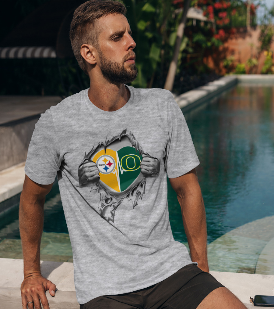 Steelers Logo Oregon Ducks Heartbeat Emotion Fan Passion T-Shirt