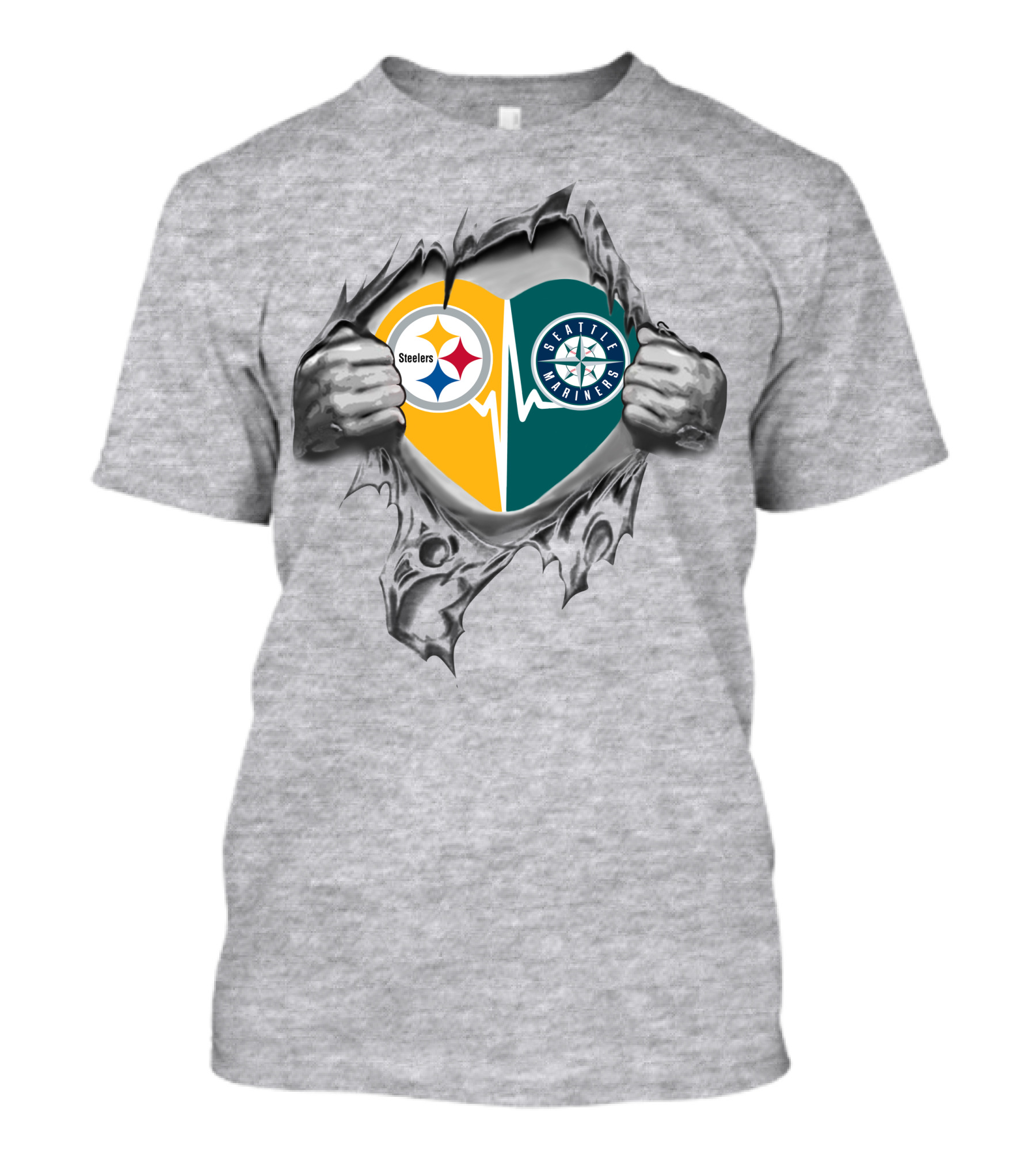 Steelers Seattle Mariners Heartbeat Loyalty Fusion T-Shirt