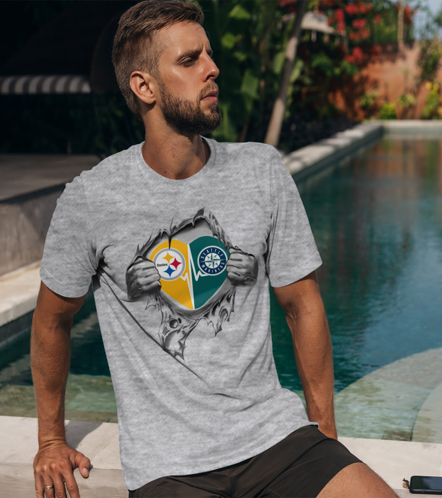 Steelers Seattle Mariners Heartbeat Loyalty Fusion T-Shirt