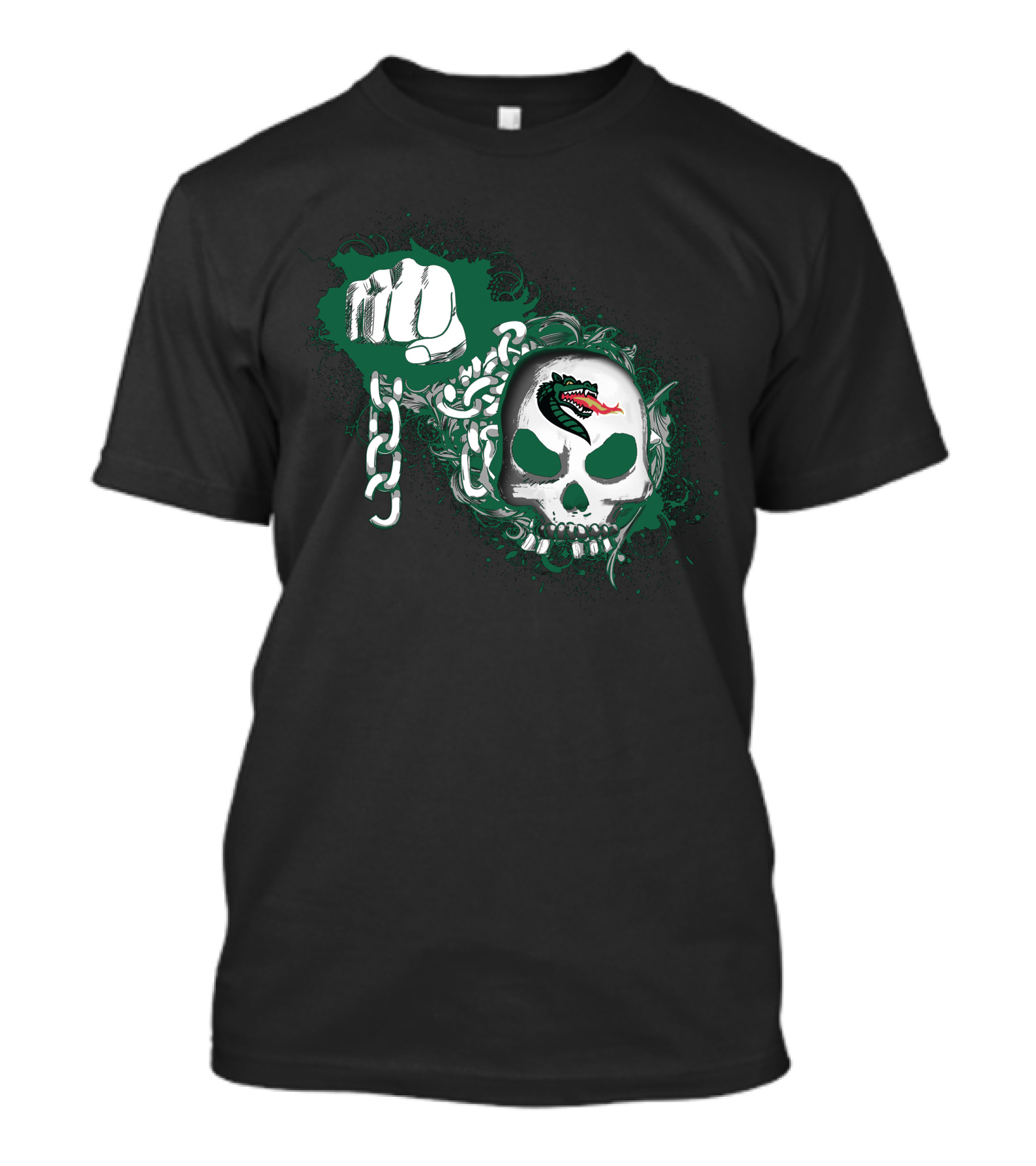 Uab Blazers Skull And Fist With Dragon T-Shirt