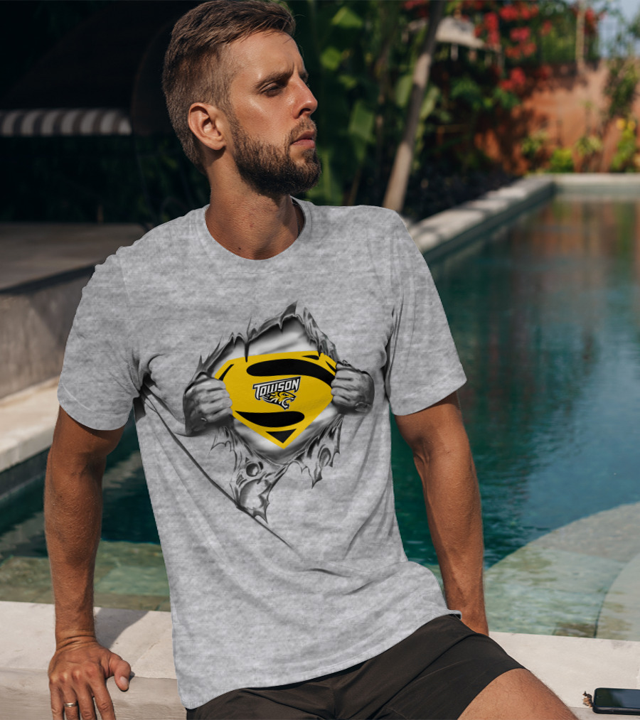 Towson Tigers Superman Logo Rip T-Shirt