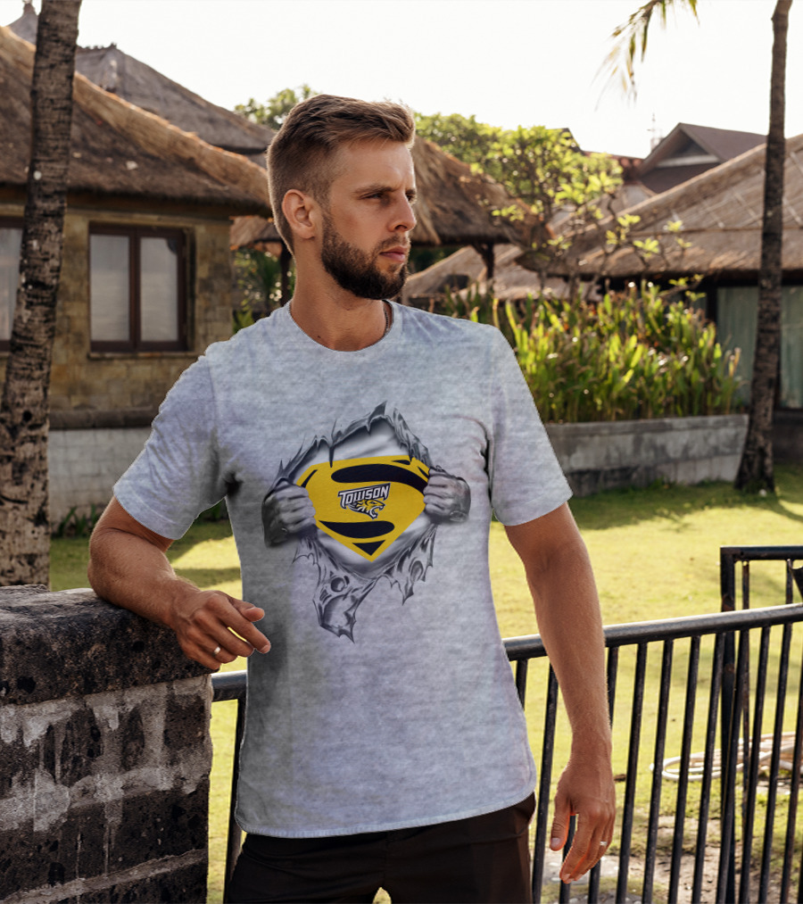 Towson Tigers Superman Logo Rip T-Shirt