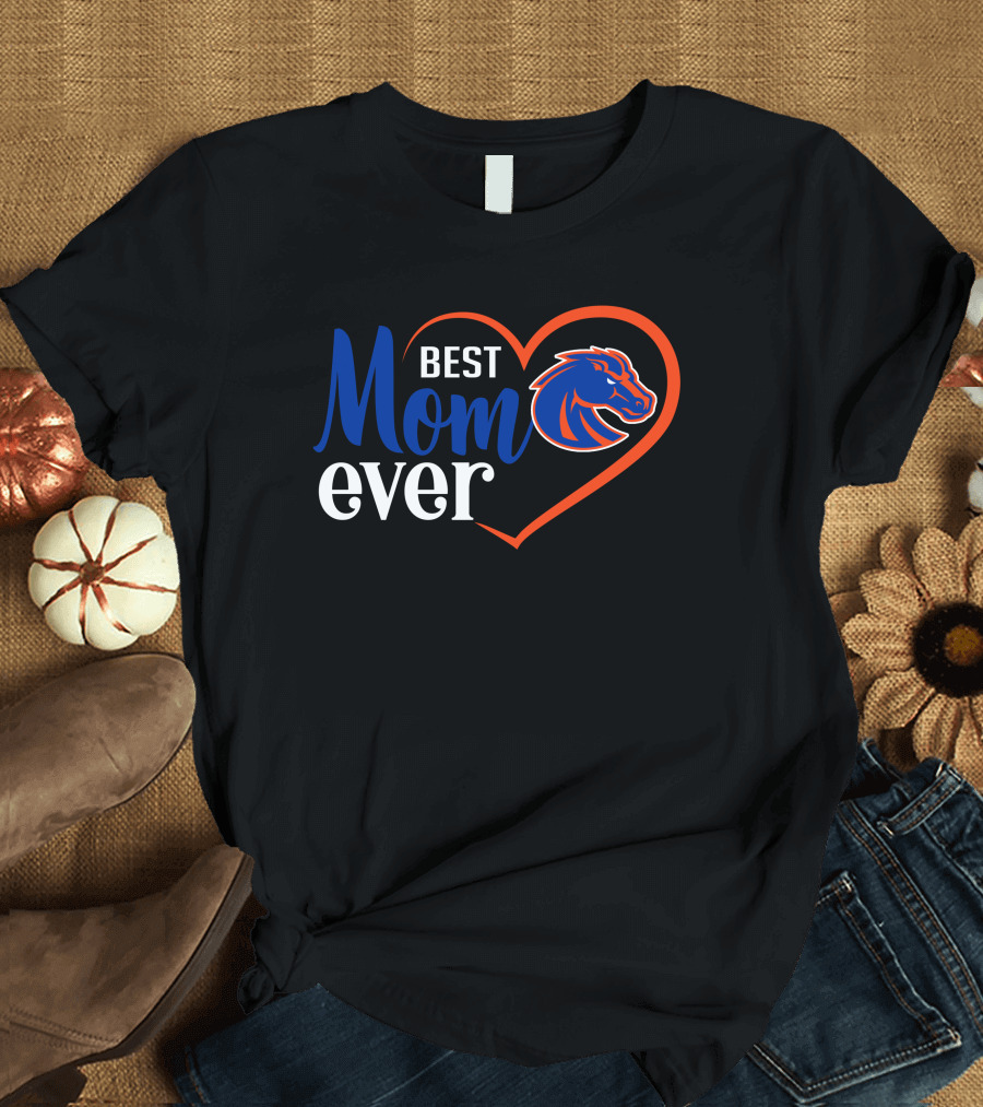 Best Mom Ever Boise State Broncos Heart T-Shirt