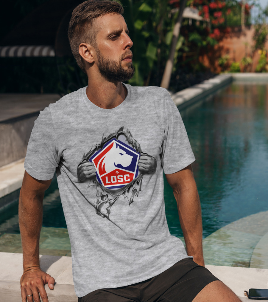 Losc Lille Super Fan 279 Iconic Emblem Ripped T-Shirt