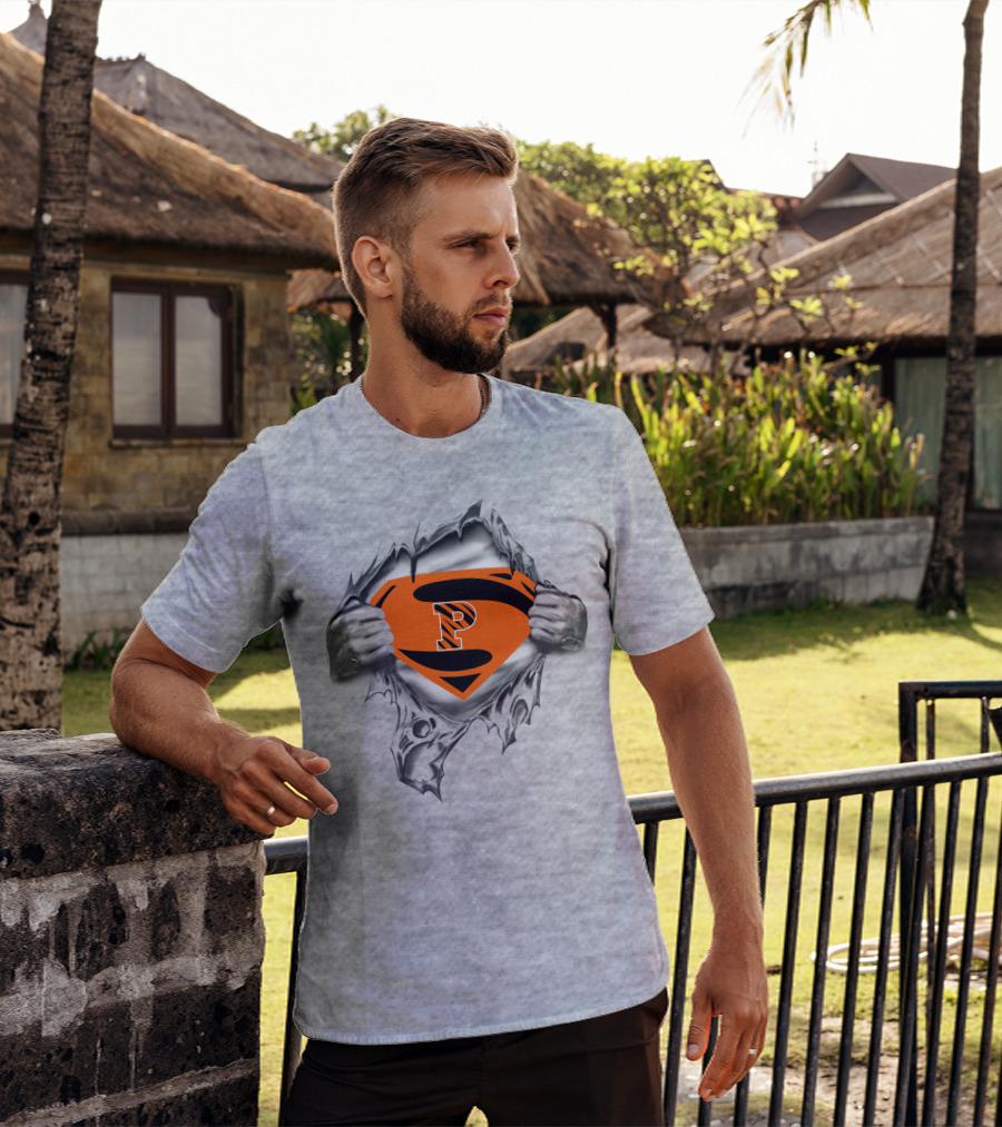 Princeton Tigers Superman Logo Chest Rip T-Shirt