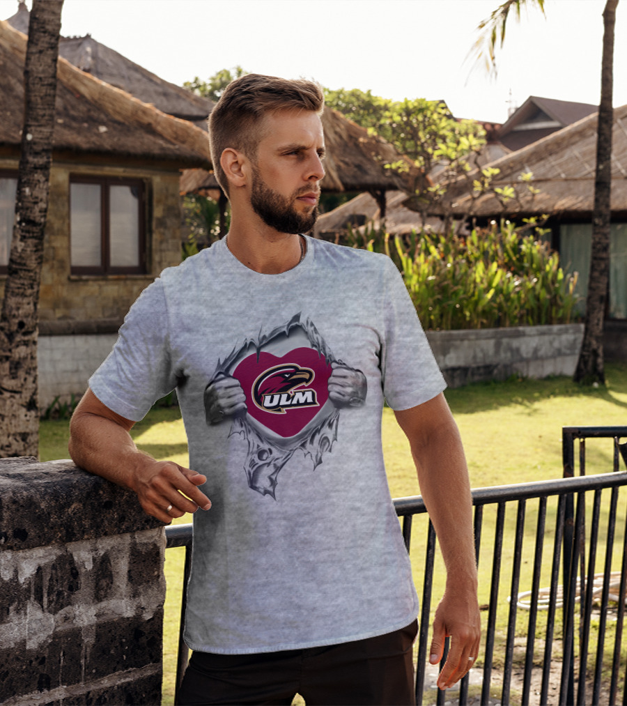 Ul Monroe Warhawks Heart Logo With Hands Holding Tear T-Shirt