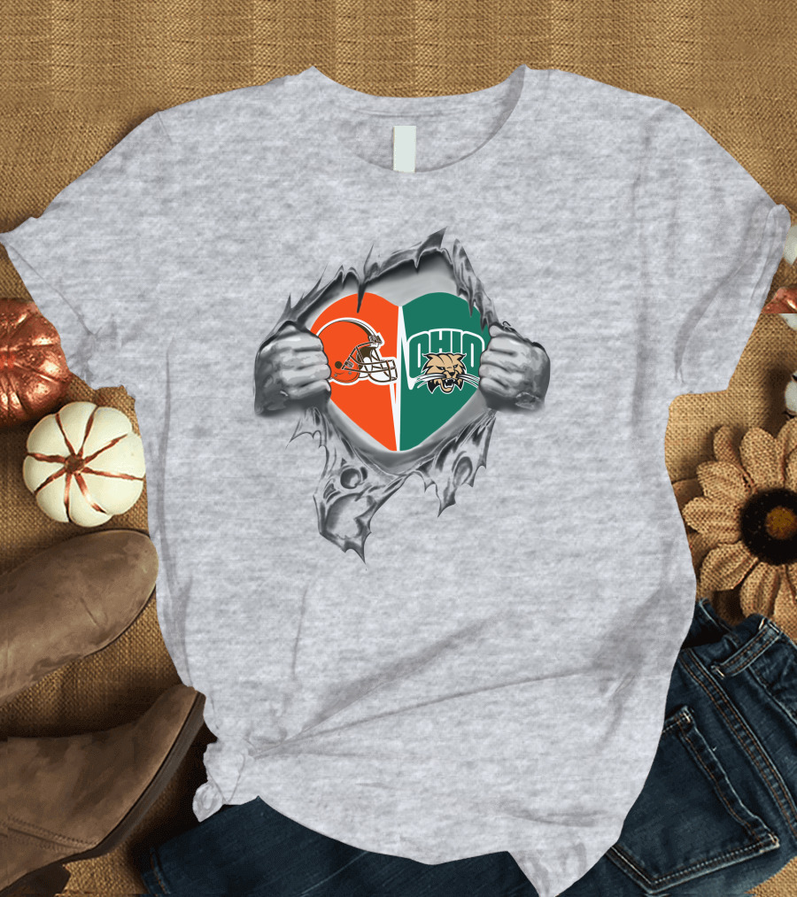 Cleveland Browns Ohio Bobcats Heart T-Shirt
