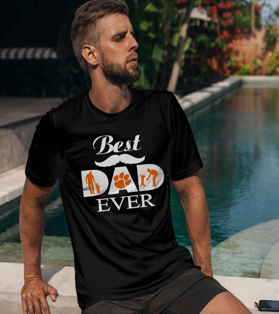 Best Dad Ever Clemson Tigers Paw Silhouette T-Shirt