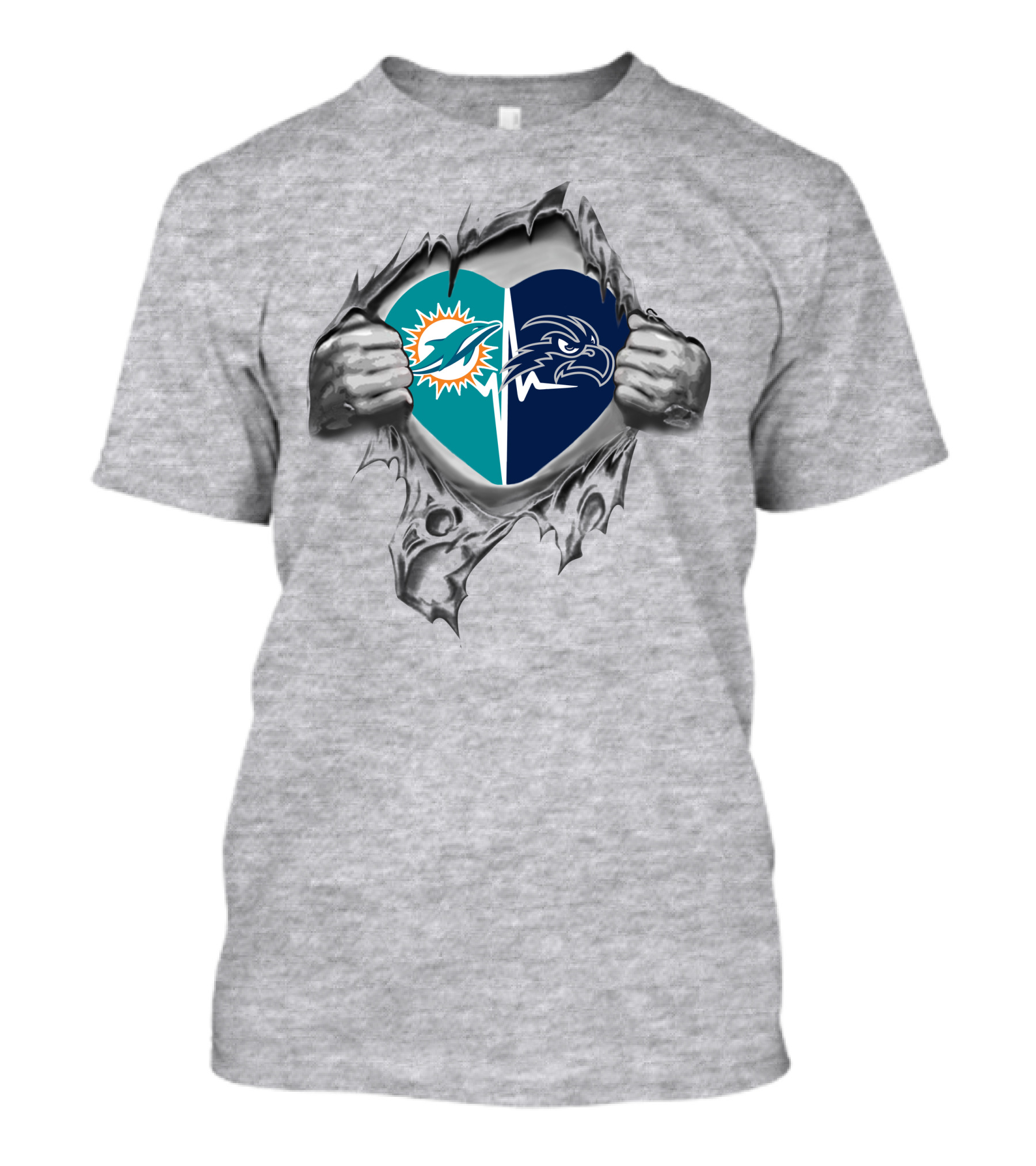 Miami Dolphins North Florida Ospreys Heart Logo T-Shirt