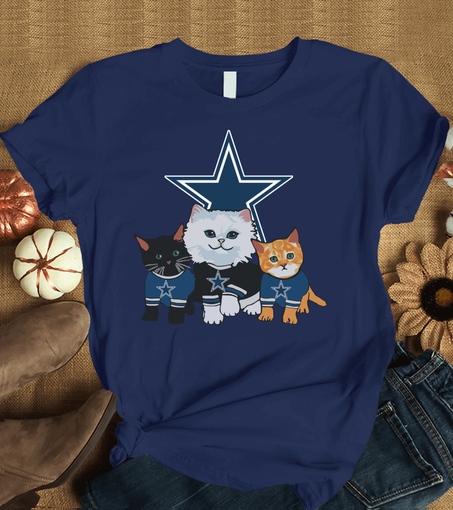 Dallas Cowboys Cute Cats with Star Logo Trio T-Shirt
