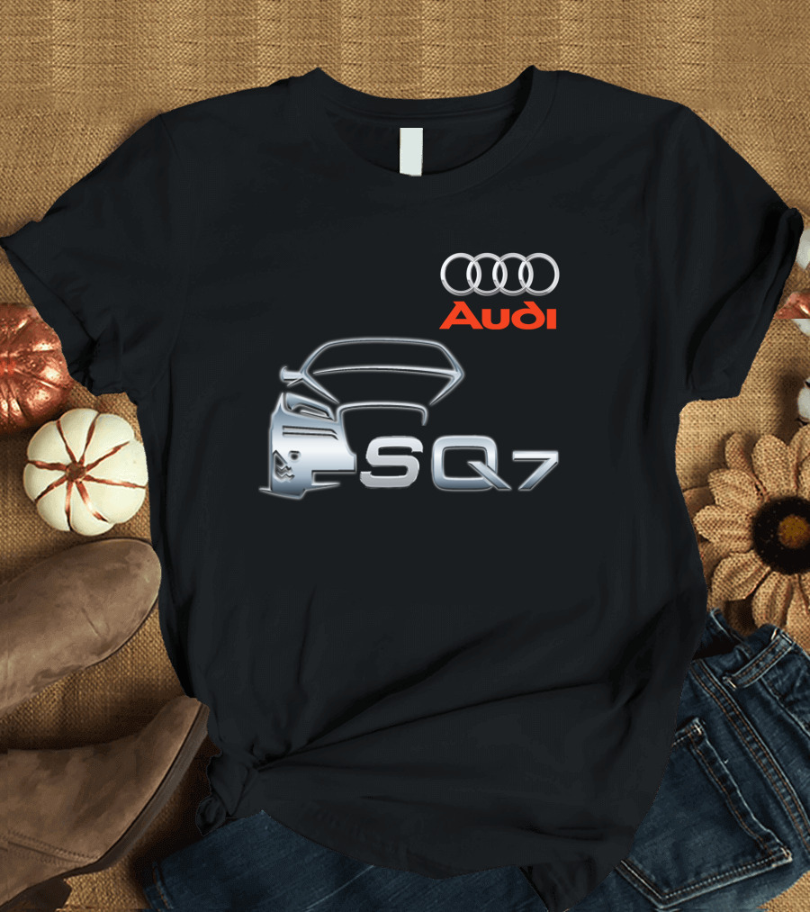 Audi SQ7 Car Outline Emblem with Iconic Four Rings T-Shirt