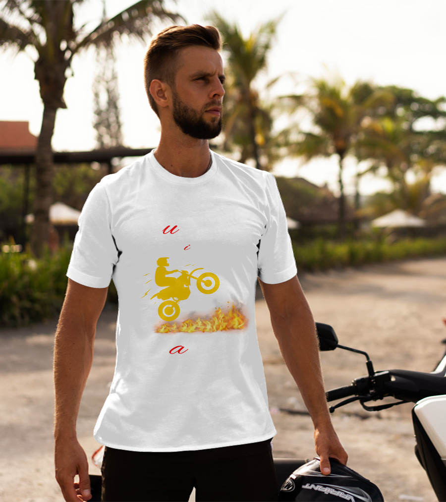 Burning With Passion Motorcycle Wheelie Flames T-Shirt