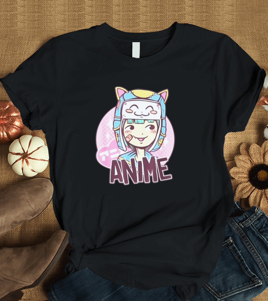 Cute Kawaii Anime Girl with Cat Hat Anime Lover T-Shirt