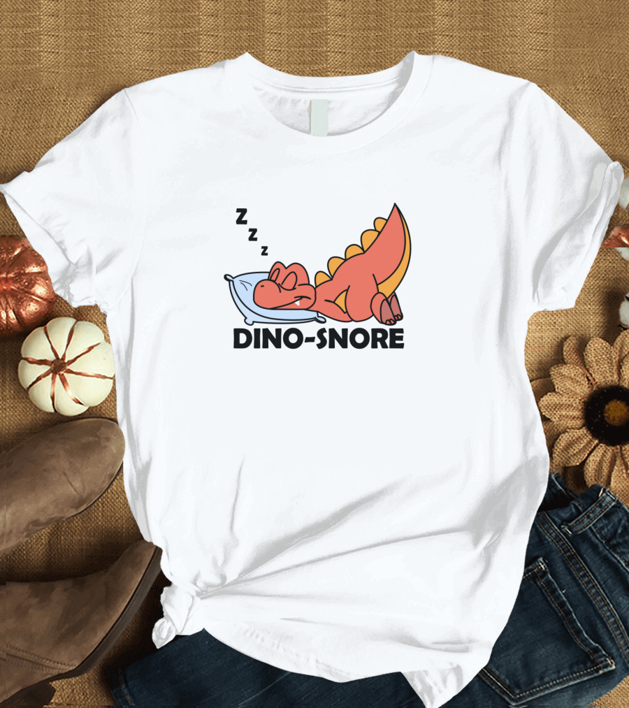 Dino Snore Sleeping Dinosaur Zzz Pillow T-Shirt