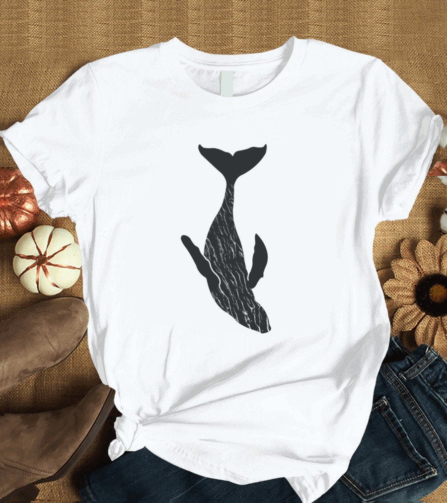 Diving Whale with Ocean Texture T-Shirt