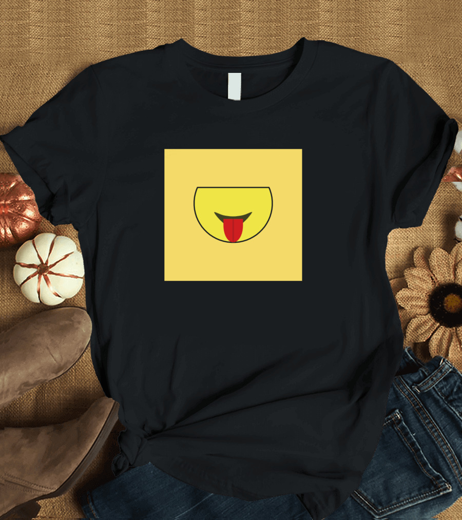 Emoji Smiling Face Sticking Out Tongue Icon Simple Black Outline T-Shirt