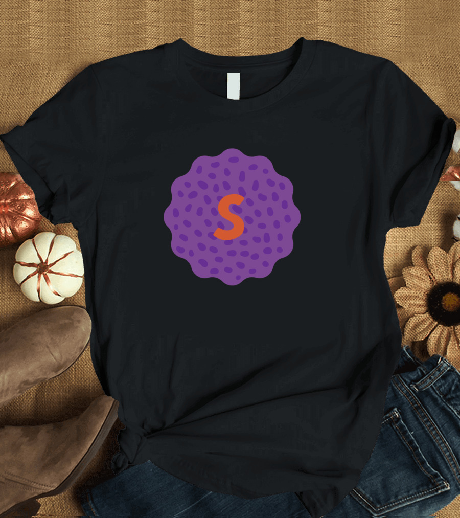 S Letter Colorful Square Alphabet Purple Textured Background T-Shirt