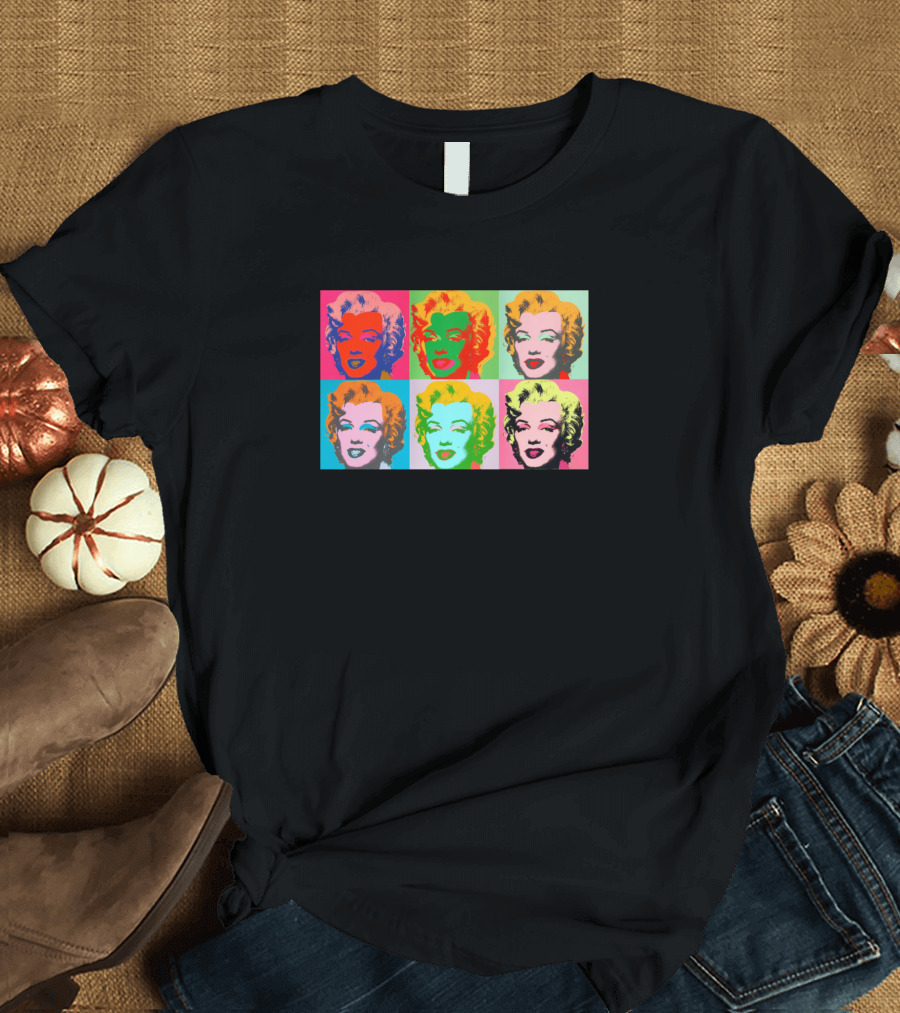 Marilyn Pop Art Colorful Portrait Grid T-Shirt