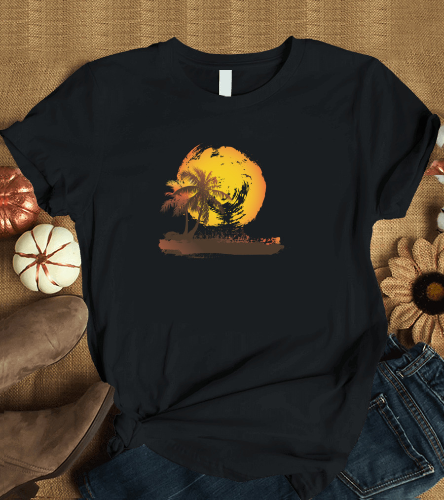 Sunset Cool Tropical Palm Silhouette Relaxation T-Shirt