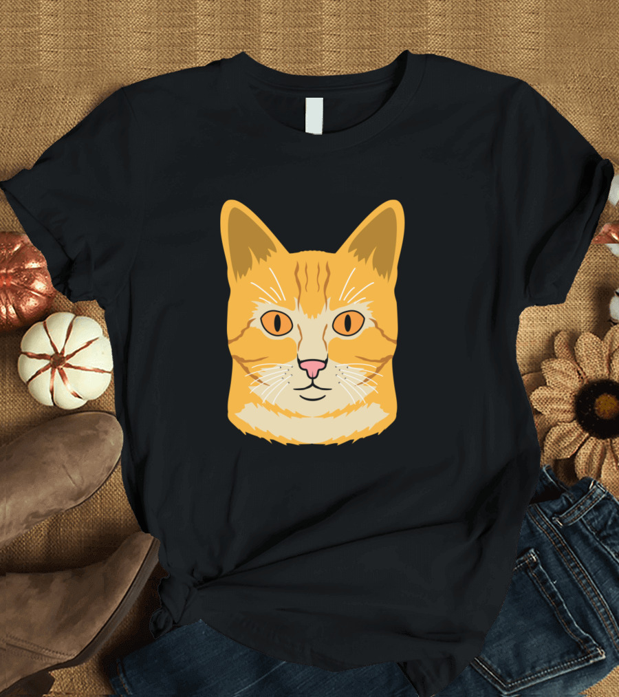 Boring Cat Orange Tabby Face Icon T-Shirt