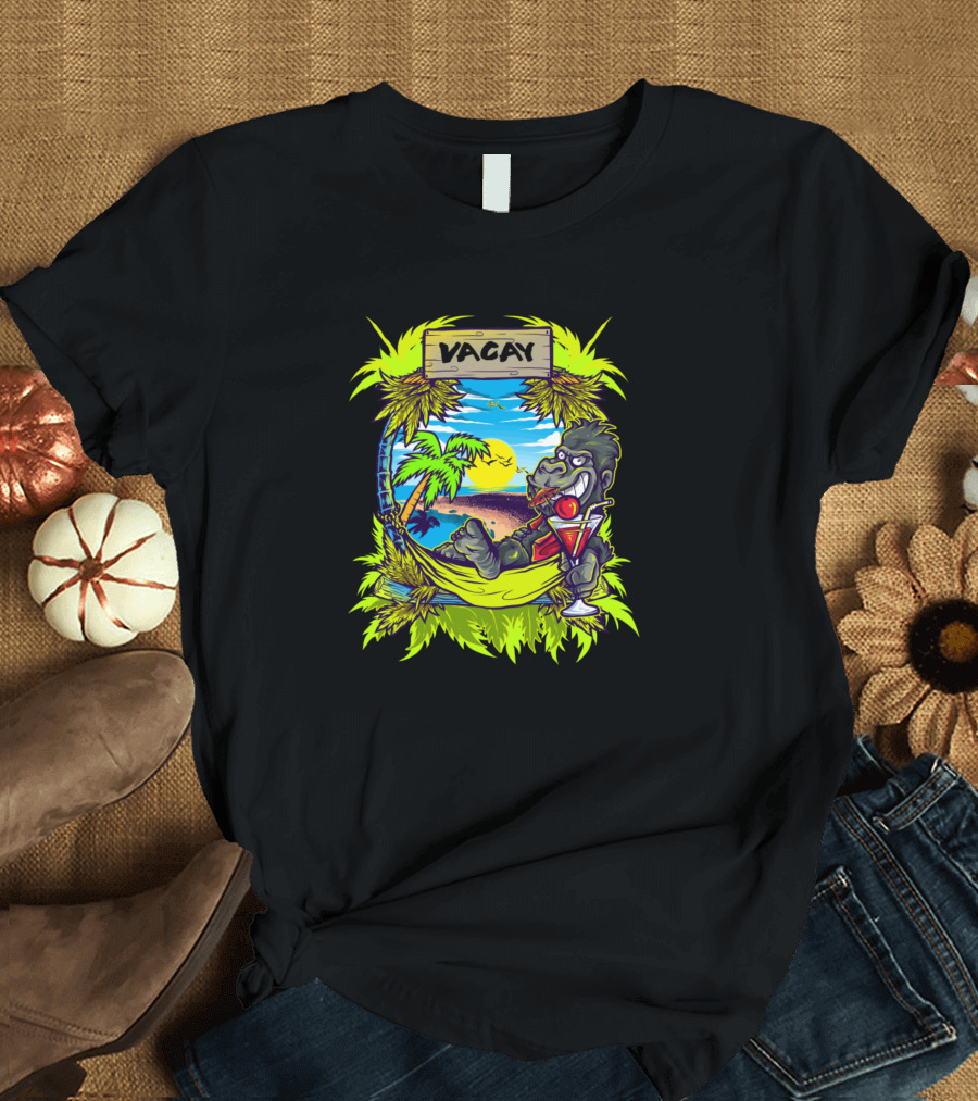 Vacay Gorilla Relaxing in Hammock with Cocktail T-Shirt