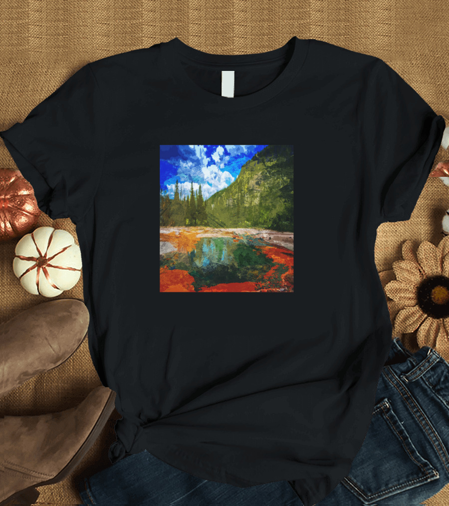 Yellowstone National Park Colorful Landscape Painting T-Shirt