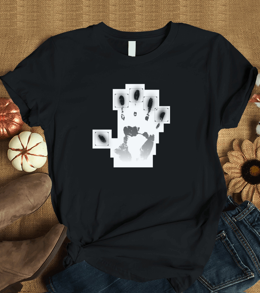 Black and White Pixelated Handprint with Software Engineer Ideas T-Shirt